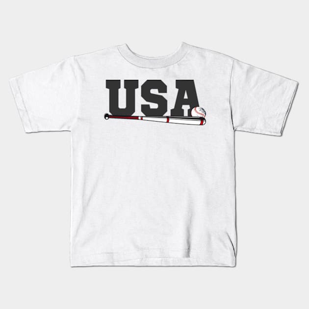 4th of july  baseball lovers usa flag Kids T-Shirt by soft and timeless